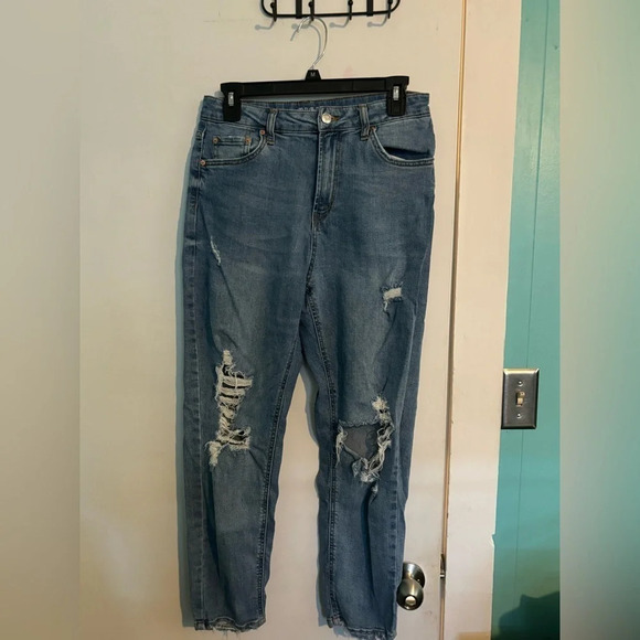 Hand painted Wild Fable Womens Jeans black and white flame design distressed 6 - Picture 2 of 5